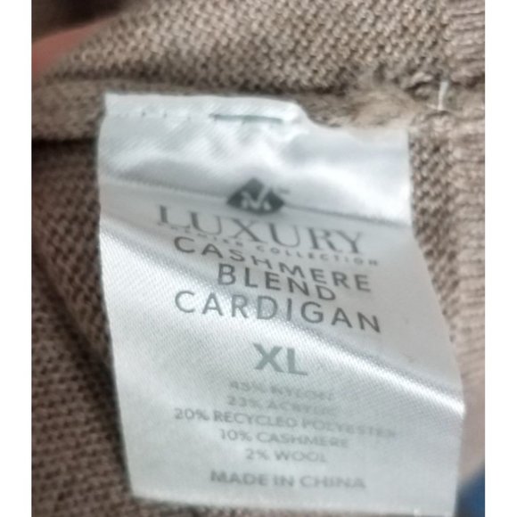 Luxury Premier Collection Sz. XL Beige Cashmere Blend Open Cardigan Sweater - Picture 4 of 8